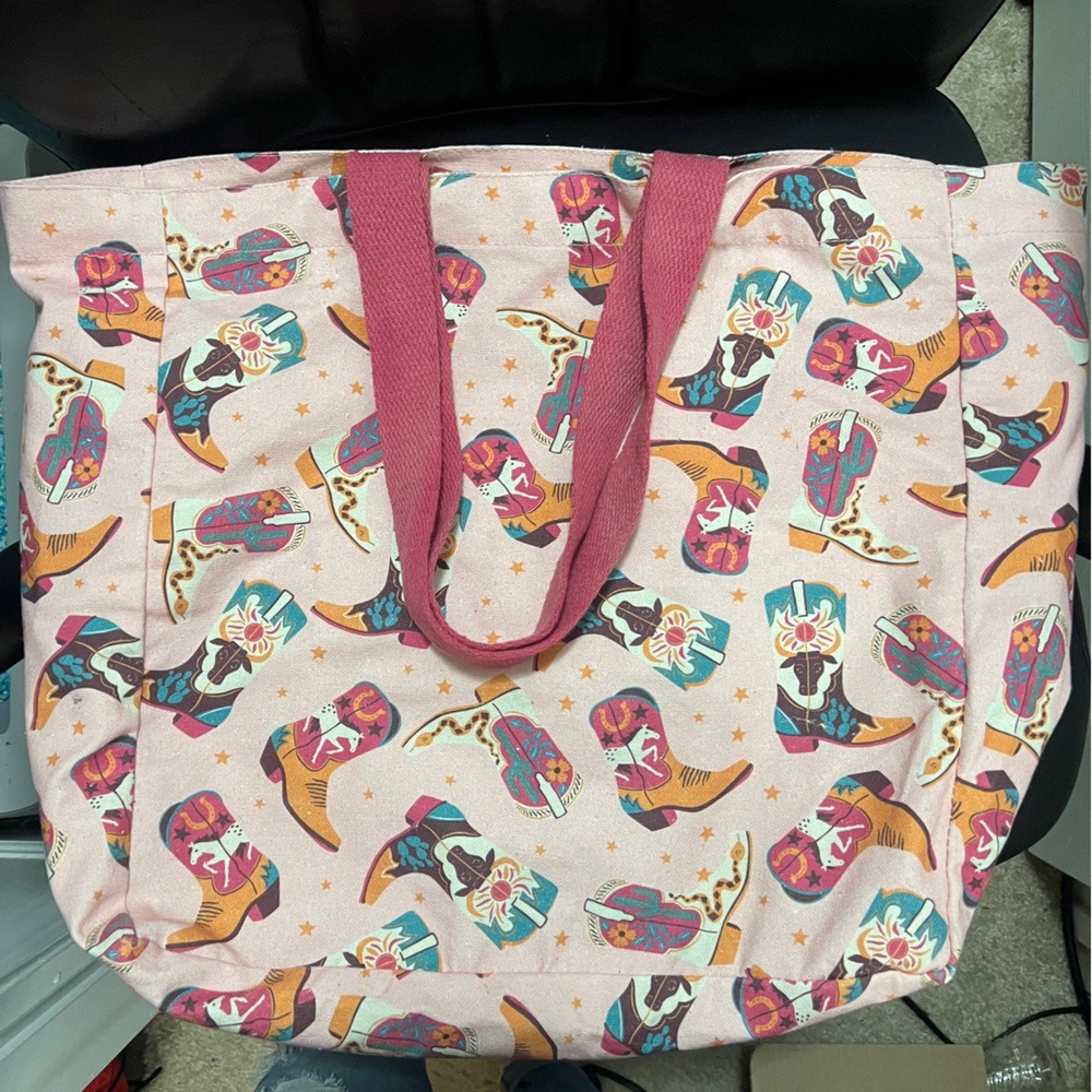 Pink Western Cowgirl Print Tote Bag